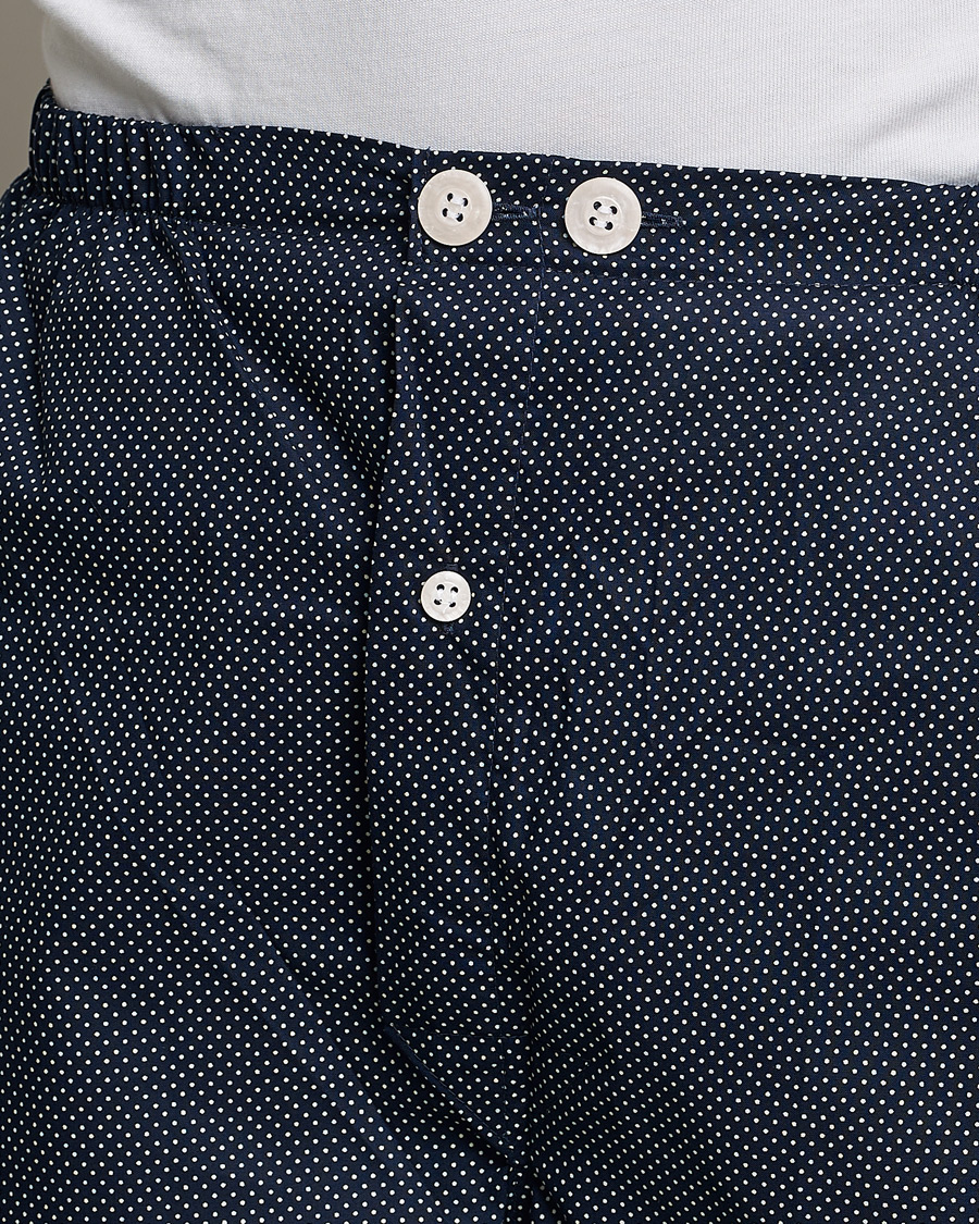 Herren | | Derek Rose | Shortie Printed Cotton Pyjama Set Navy