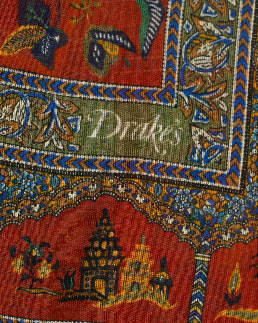 Herren | Drake's Cotton/Modal Moghul Pocket Square Red | Drake's | Cotton/Modal Moghul Pocket Square Red