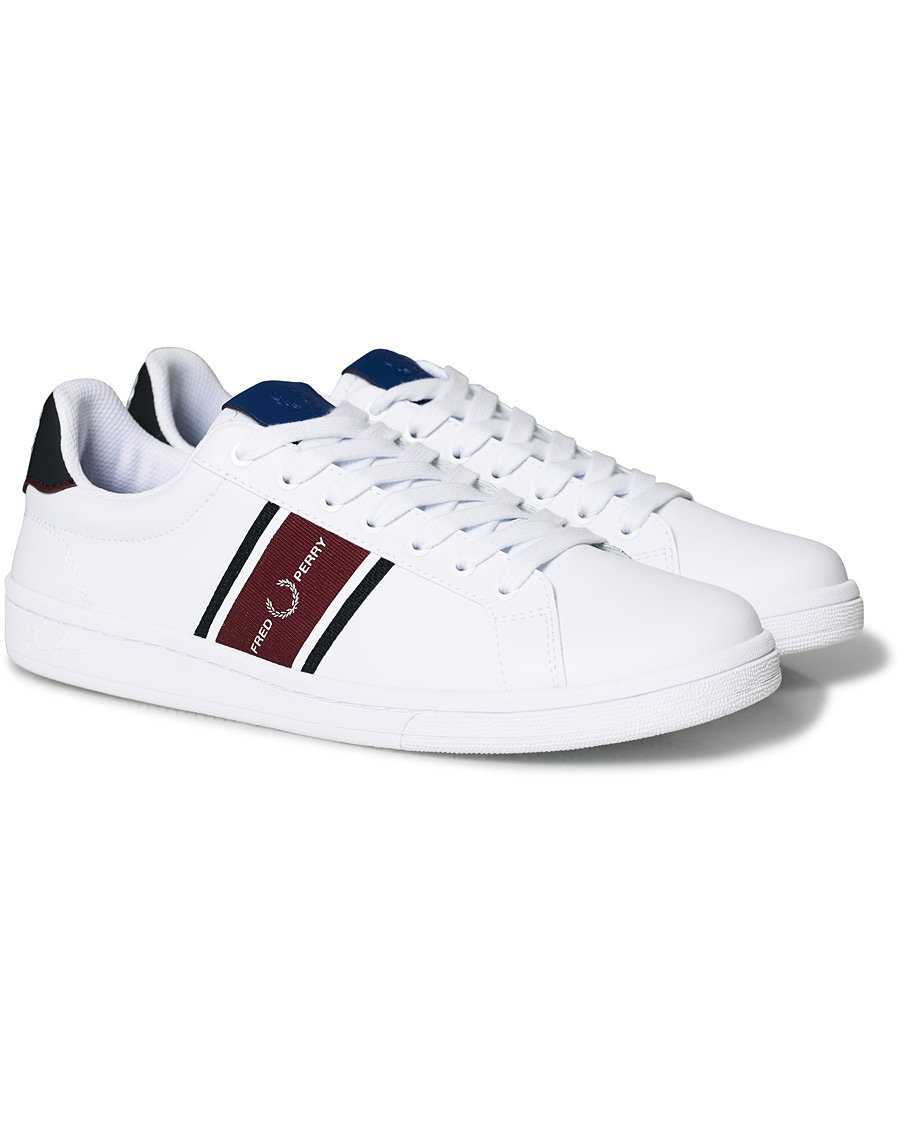 Herren | Fred Perry B721 Leather/Webbing Sneaker White/Navy | Fred Perry | B721 Leather/Webbing Sneaker White/Navy