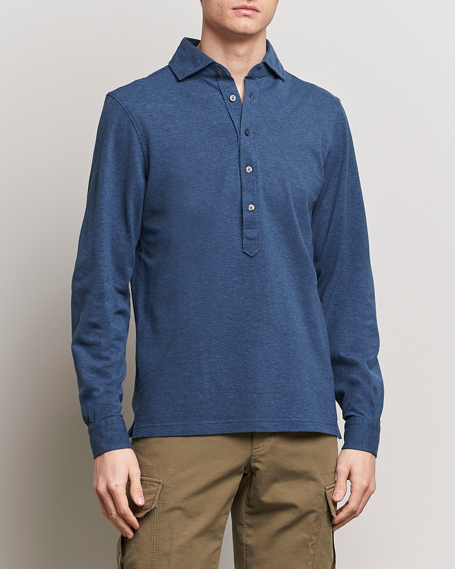 Herren |  | Gran Sasso | Popover Shirt Blue