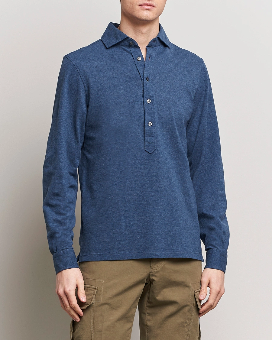 Herren | Italian Department | Gran Sasso | Popover Shirt Blue