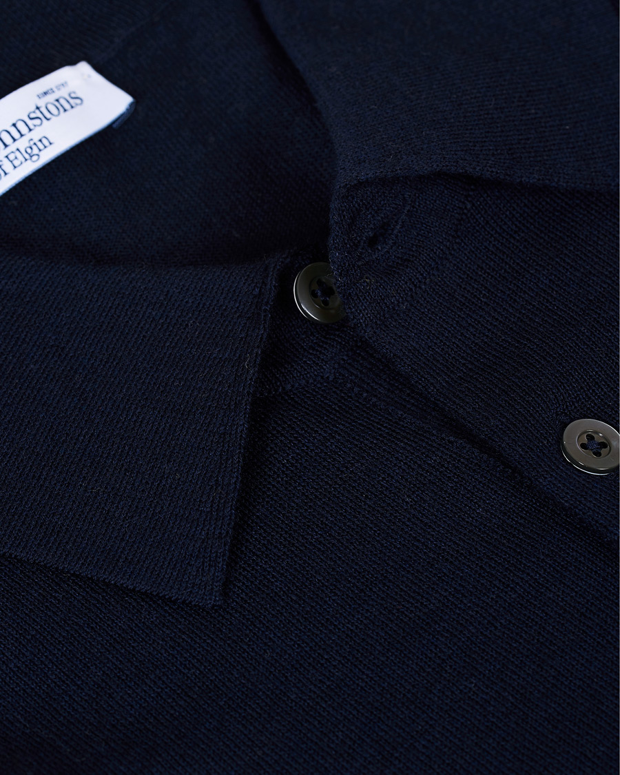 Herren | Poloshirts | Johnstons of Elgin | Superfine Worsted Merino Short Sleeve Polo Dark Navy
