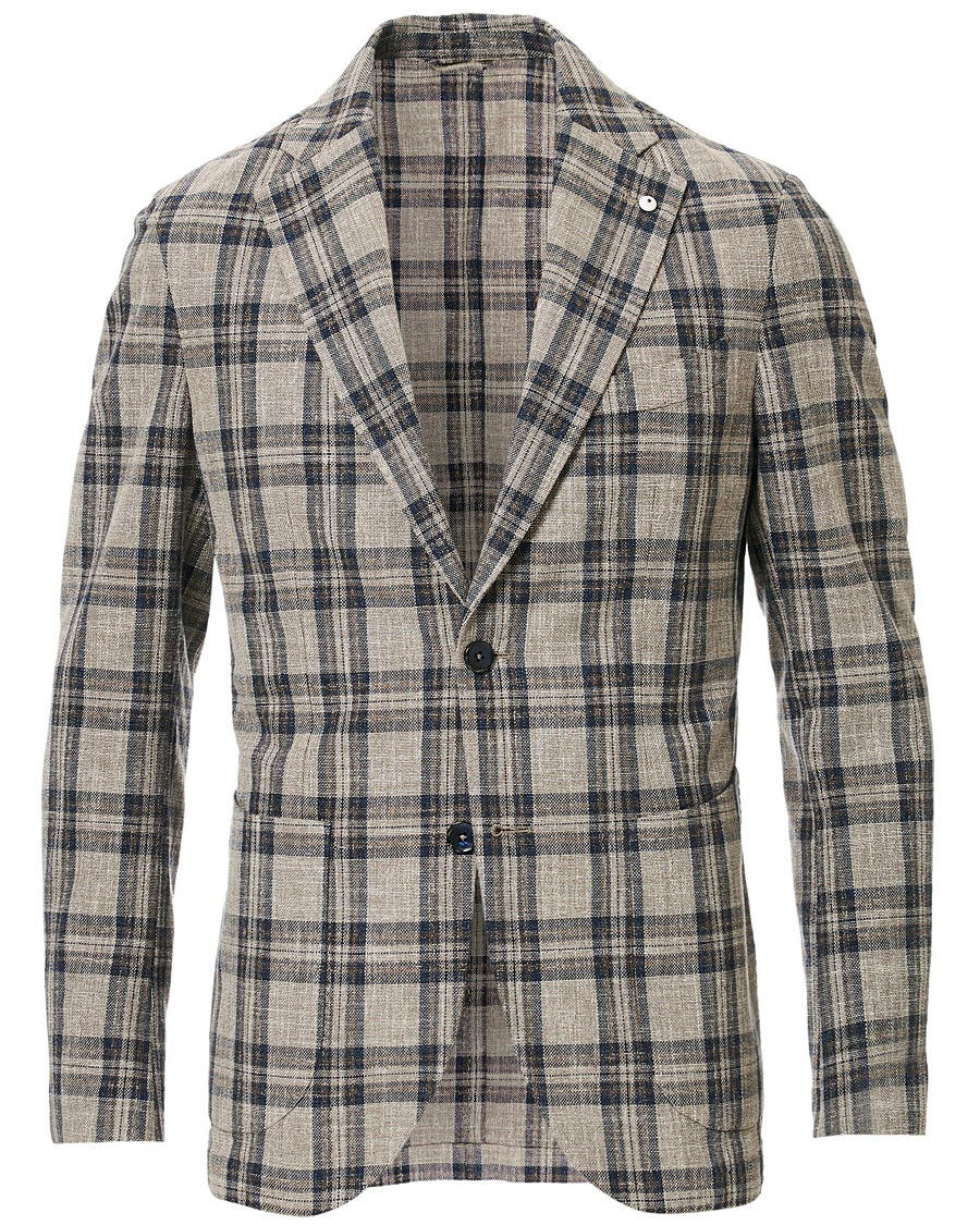 Herren | Sakkos | L.B.M. 1911 | Jack Regular Fit Checked Cotton Blazer Beige/Navy