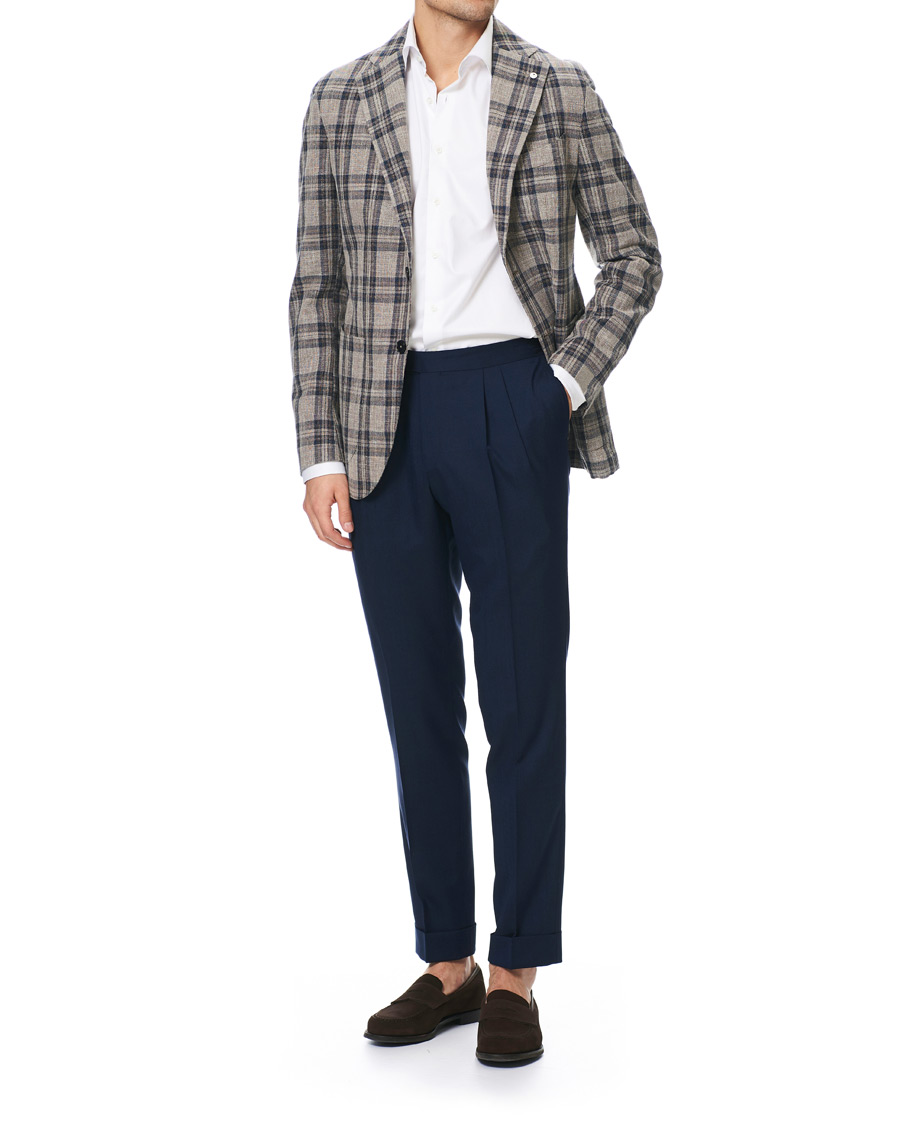 Herren | Sakkos | L.B.M. 1911 | Jack Regular Fit Checked Cotton Blazer Beige/Navy