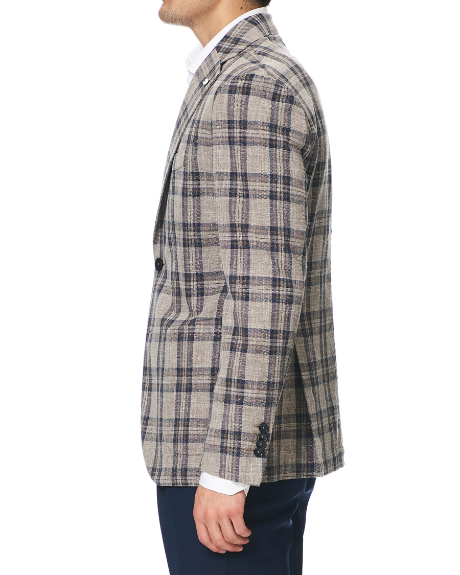 Herren | Sakkos | L.B.M. 1911 | Jack Regular Fit Checked Cotton Blazer Beige/Navy