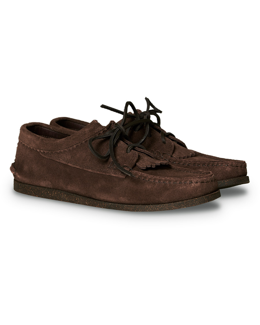 Herren | Yuketen Kiltie Blucher Boat Shoe Dark Brown Suede | Yuketen | Kiltie Blucher Boat Shoe Dark Brown Suede