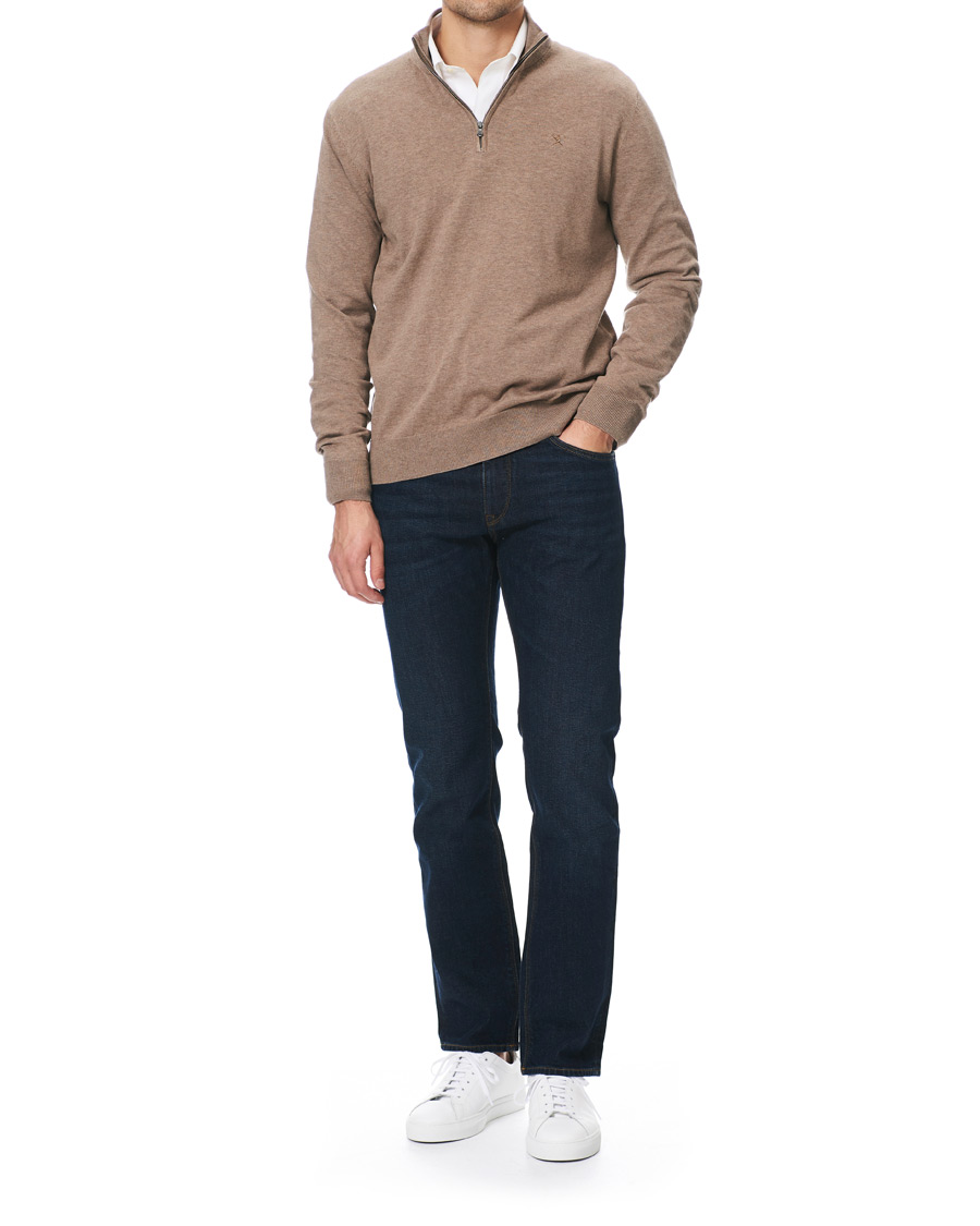 Herren | Pullover | Hackett | Cotton/Silk Half -Zip Taupe