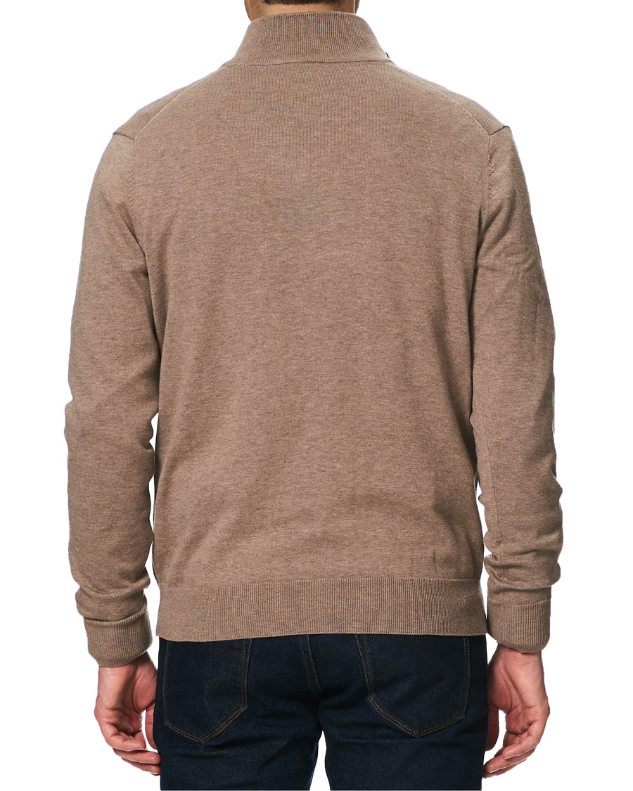 Herren | Pullover | Hackett | Cotton/Silk Half -Zip Taupe