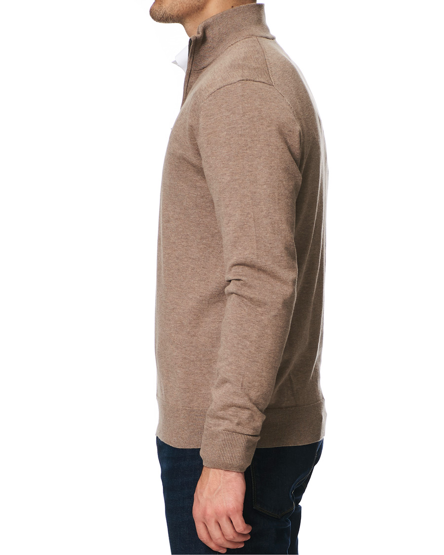 Herren | Pullover | Hackett | Cotton/Silk Half -Zip Taupe