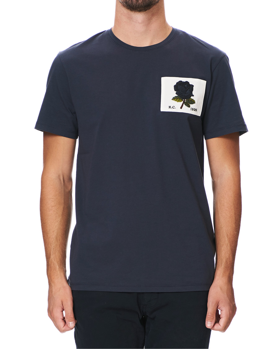 Herren | T-Shirts | Kent & Curwen | Rose Embroidered T-Shirt Navy