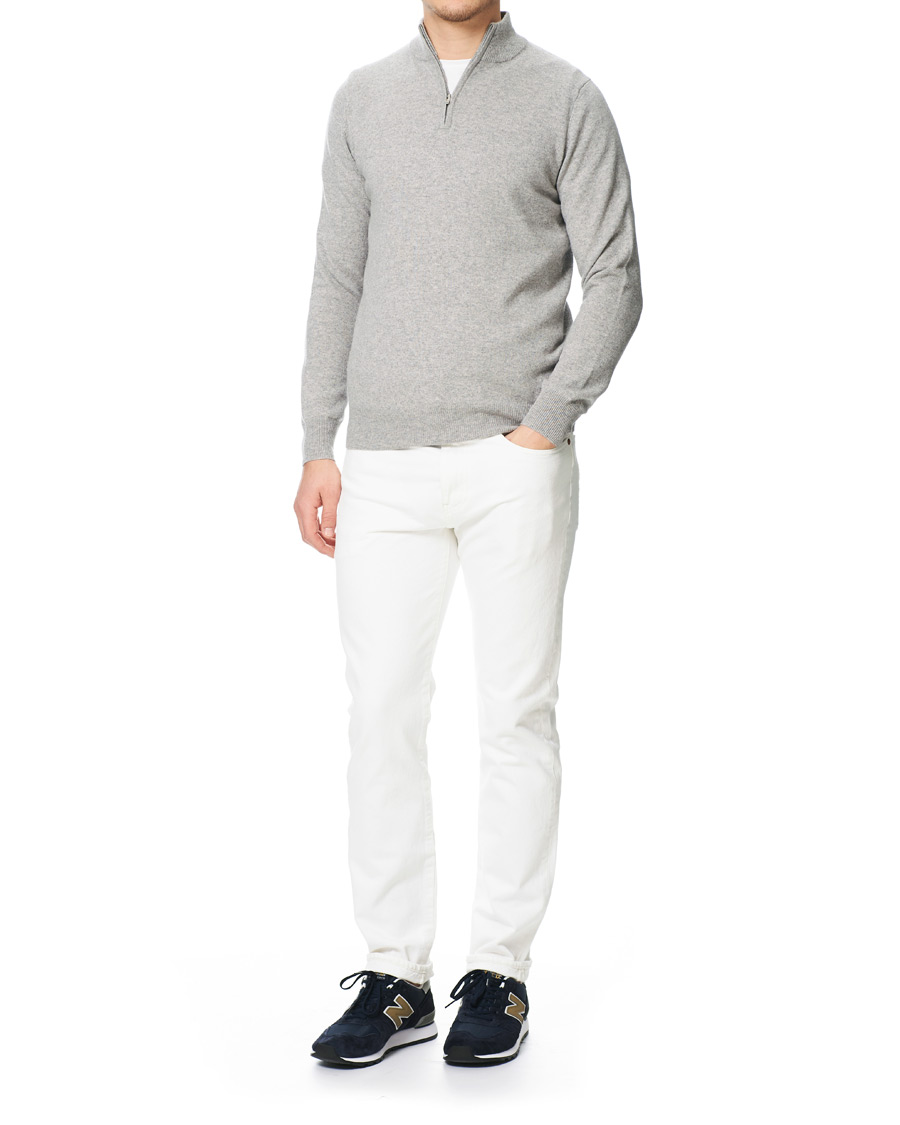 Herren | Pullover | Soft Goat | Cashmere Half Zip Grey