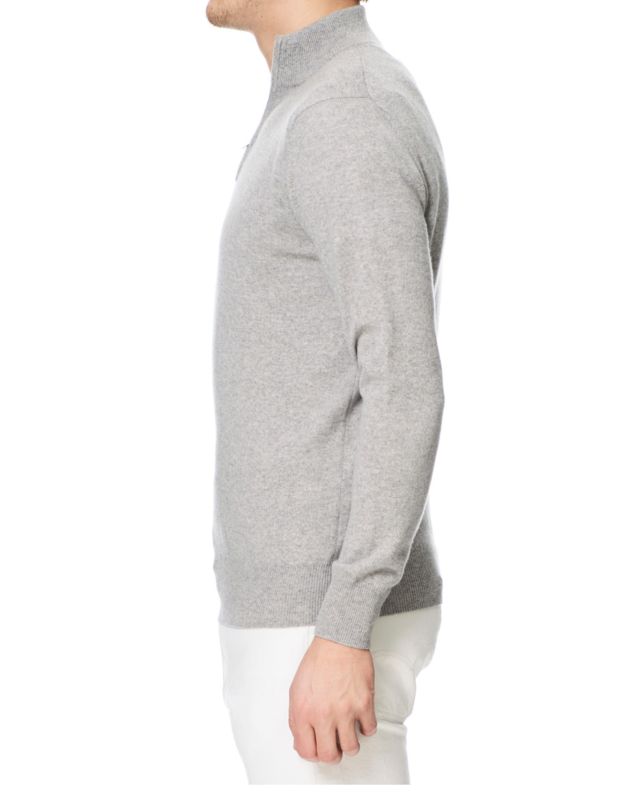 Herren | Pullover | Soft Goat | Cashmere Half Zip Grey