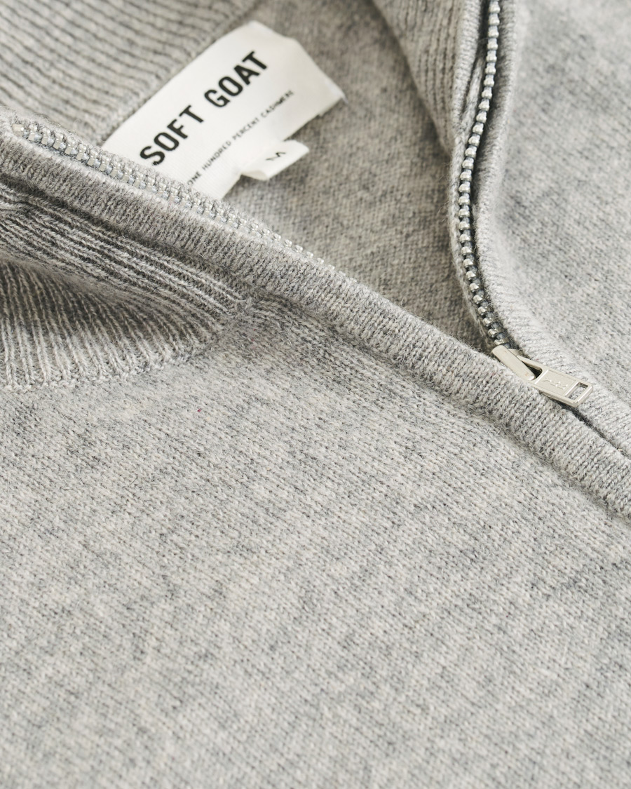 Herren | Pullover | Soft Goat | Cashmere Half Zip Grey