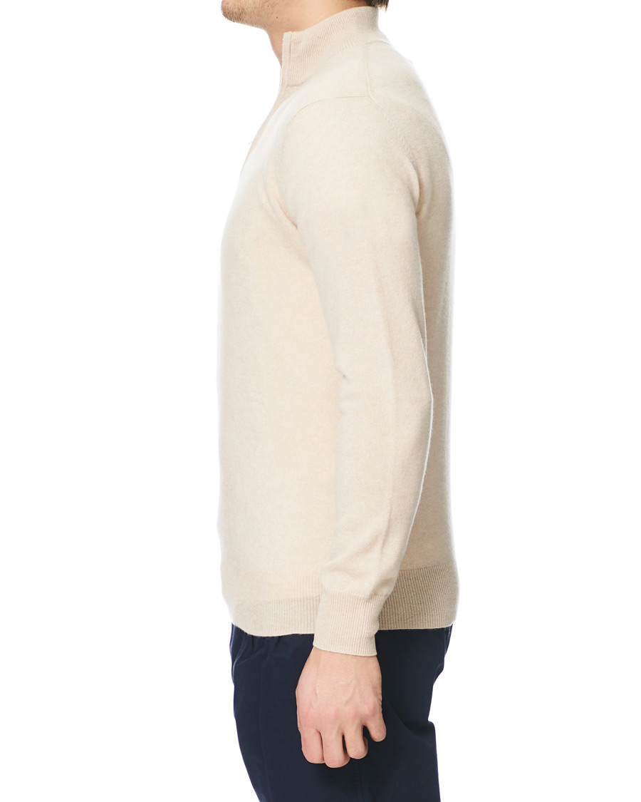 Herren | Pullover | Soft Goat | Cashmere Half Zip Beige