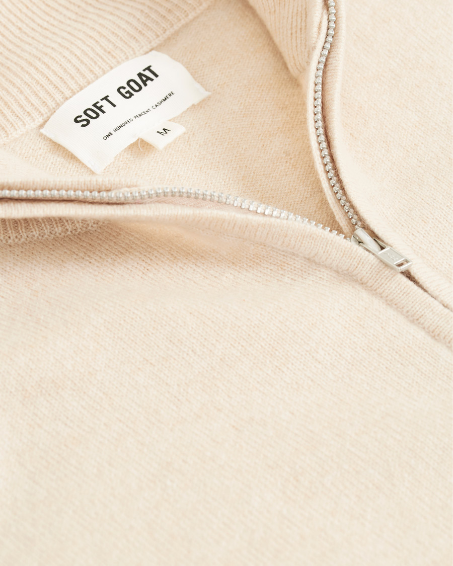 Herren | Pullover | Soft Goat | Cashmere Half Zip Beige