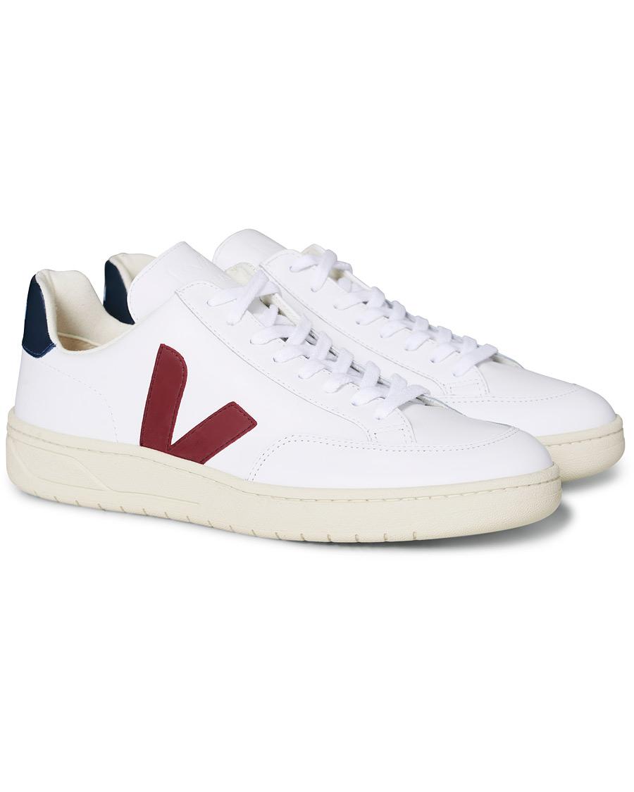Herren | Veja V-12 Leather Sneaker White Marsala/Nautico | Veja | V-12 Leather Sneaker White Marsala/Nautico