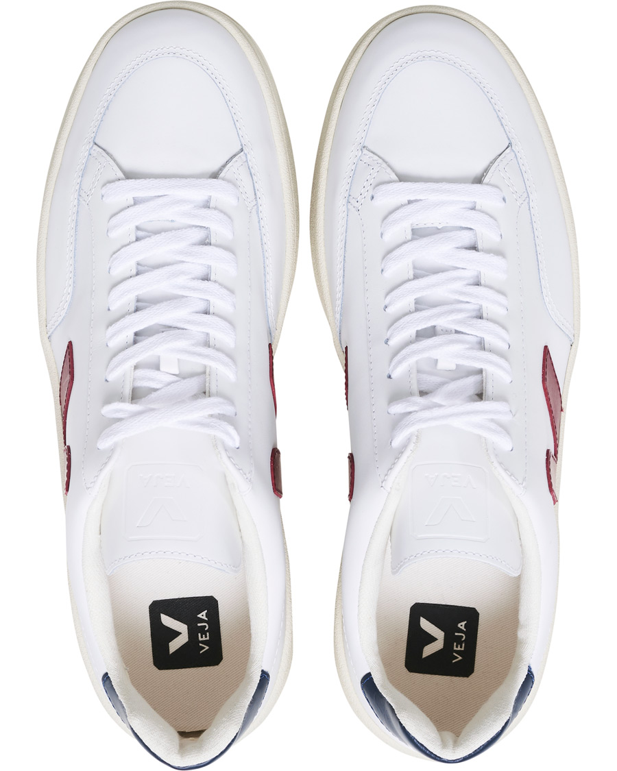 Herren | Veja V-12 Leather Sneaker White Marsala/Nautico | Veja | V-12 Leather Sneaker White Marsala/Nautico