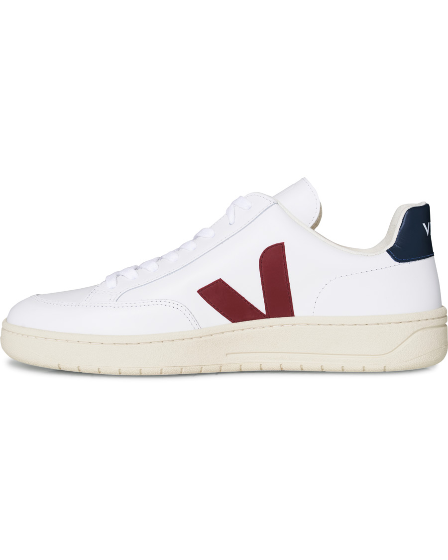 Herren | Veja V-12 Leather Sneaker White Marsala/Nautico | Veja | V-12 Leather Sneaker White Marsala/Nautico