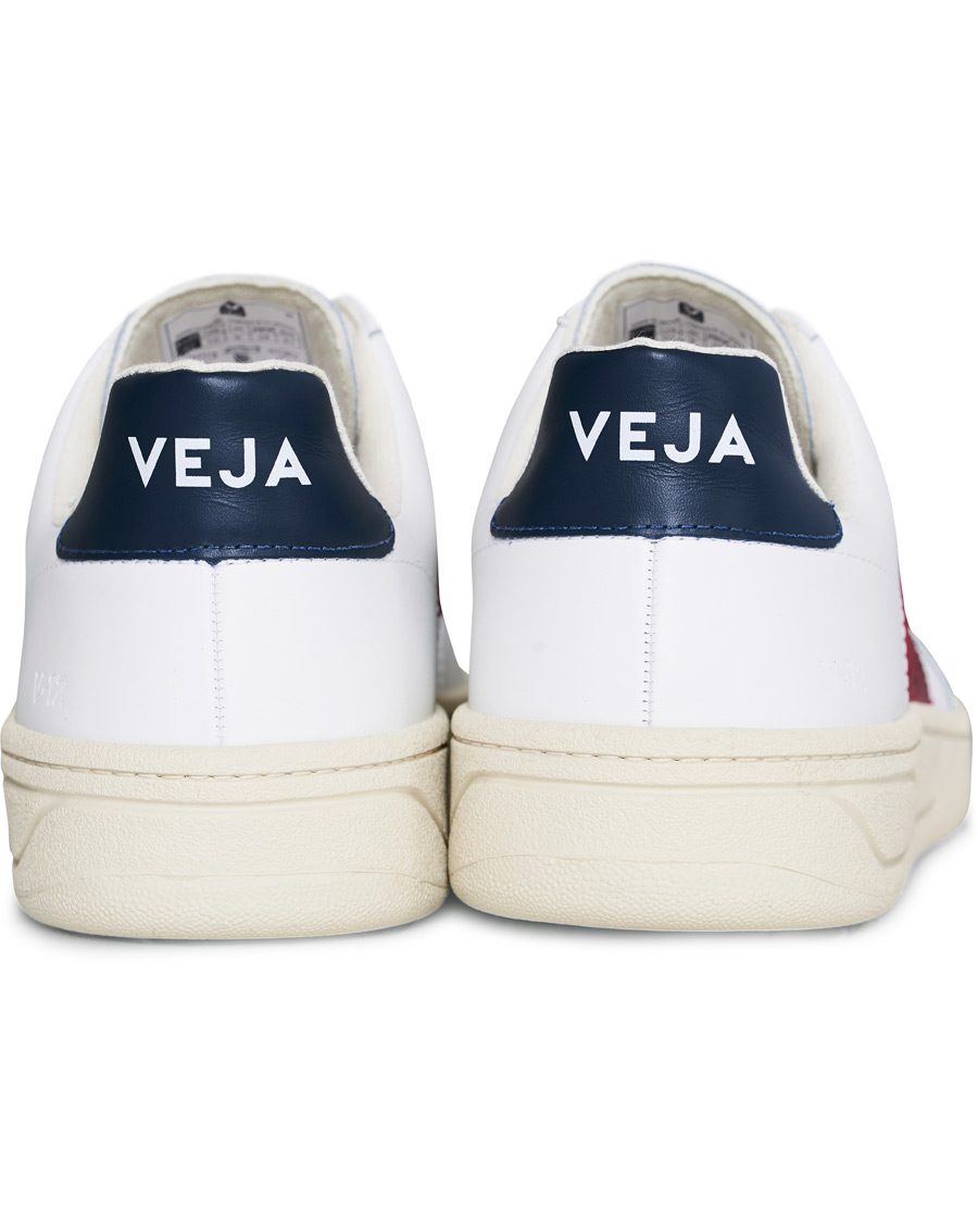 Herren | Veja V-12 Leather Sneaker White Marsala/Nautico | Veja | V-12 Leather Sneaker White Marsala/Nautico