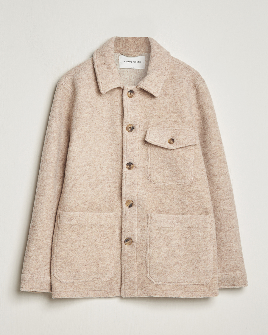 Herren | Jacken | A Day's March | Chaumont Heavy Wool Overshirt Sand