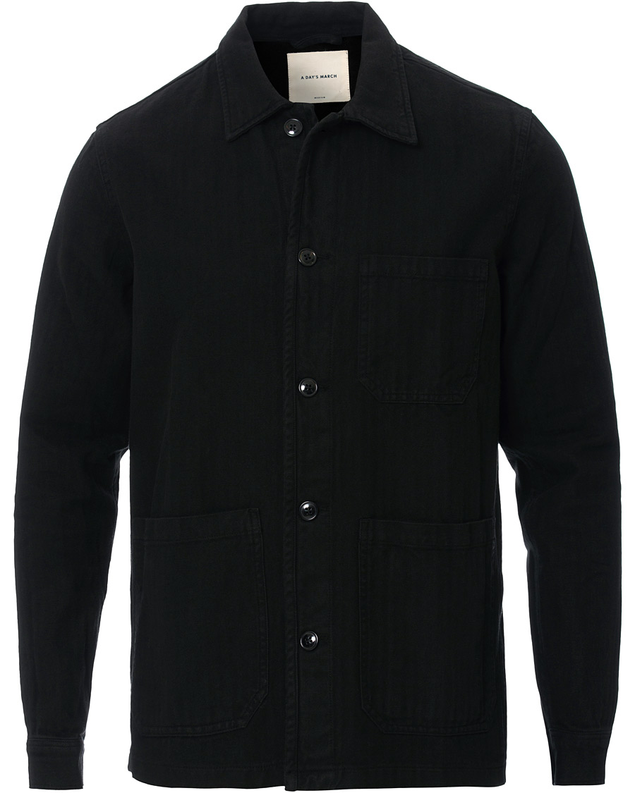 Herren | Hemden | A Day's March | Original Herringbone Overshirt Black