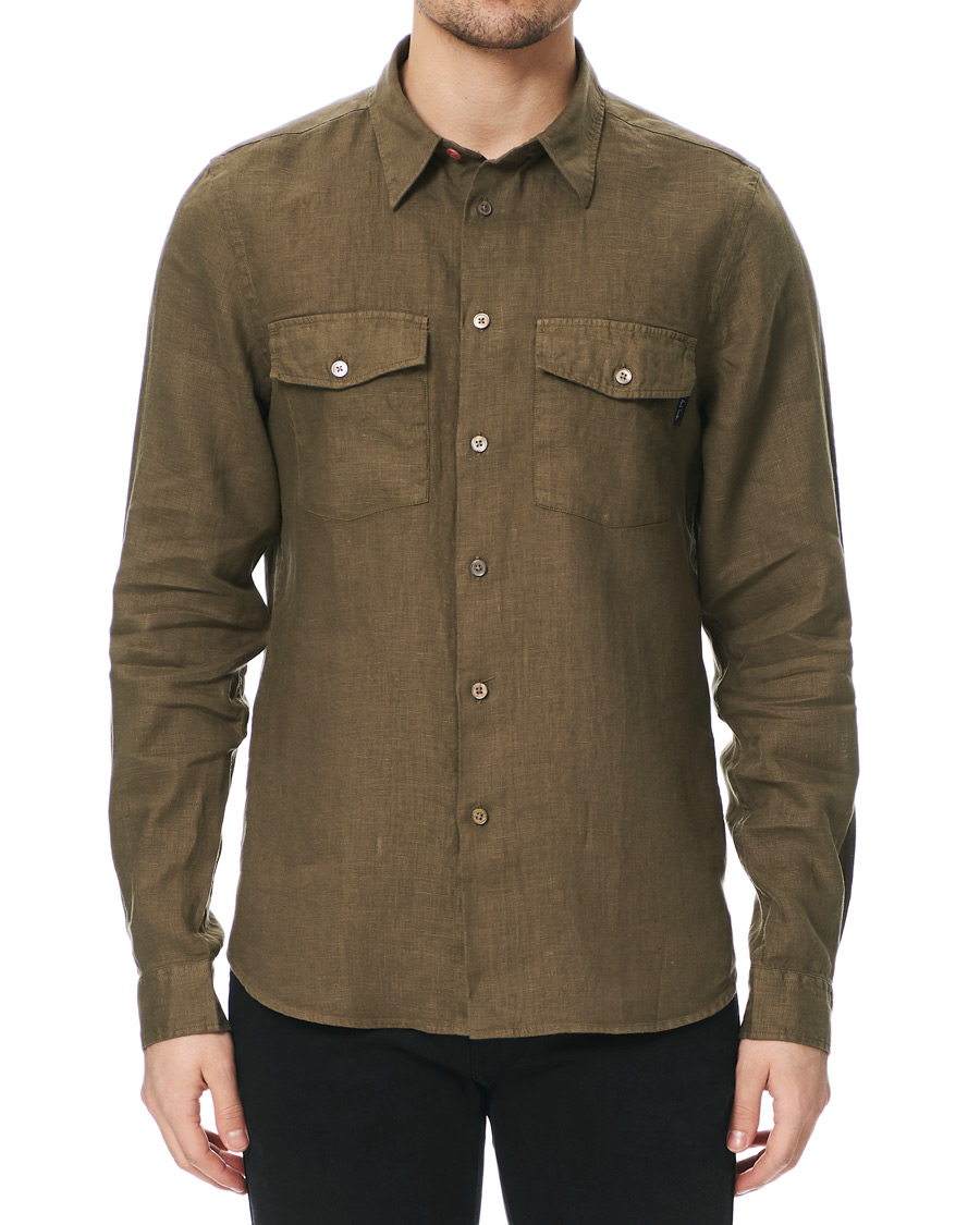 Herren | Hemden | PS Paul Smith | Tailored Fit Pocket Linen Shirt Olive