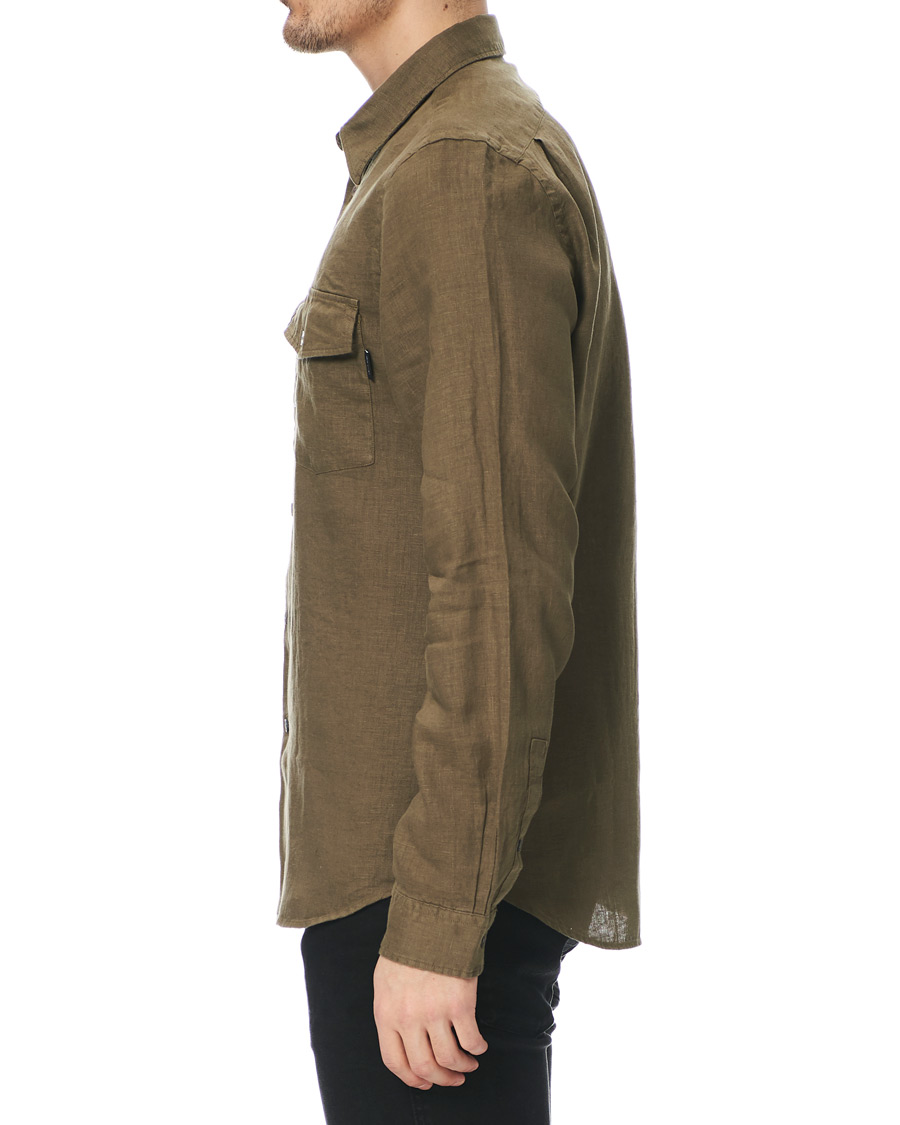 Herren | Hemden | PS Paul Smith | Tailored Fit Pocket Linen Shirt Olive