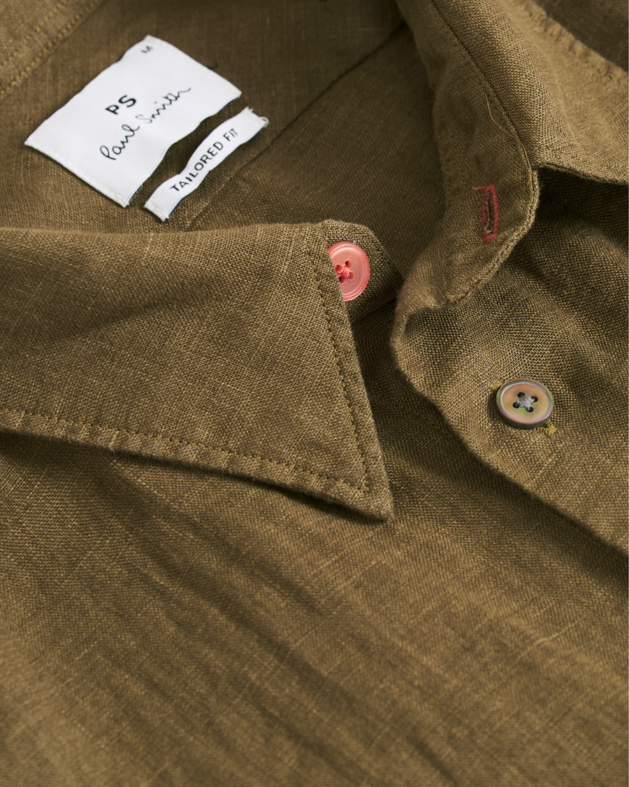Herren | Hemden | PS Paul Smith | Tailored Fit Pocket Linen Shirt Olive