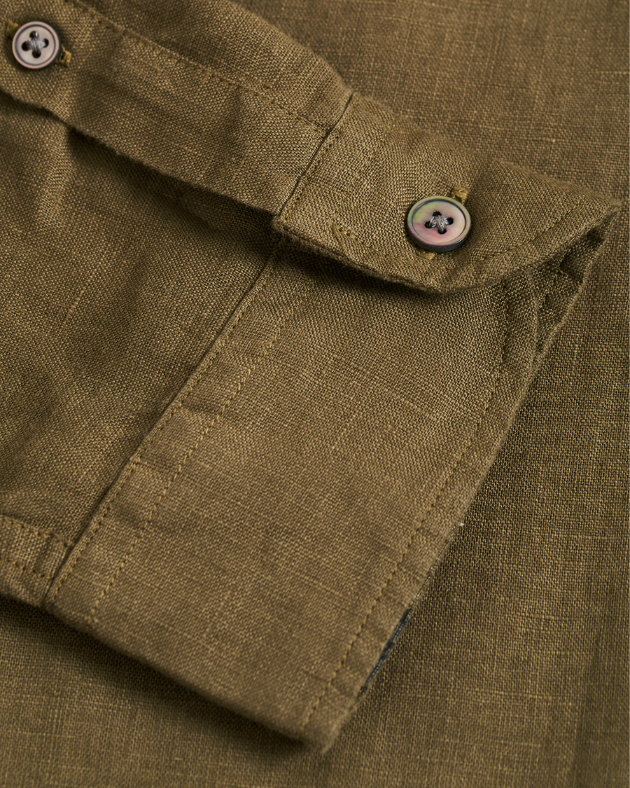 Herren | Hemden | PS Paul Smith | Tailored Fit Pocket Linen Shirt Olive