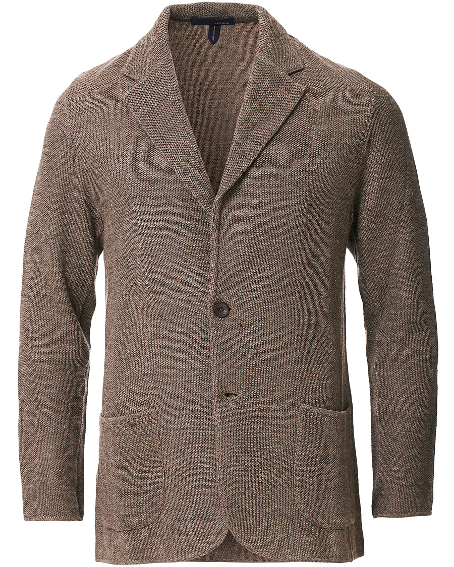Herren | Sakkos | Lardini | Knitted Linen/Silk Blazer Brown