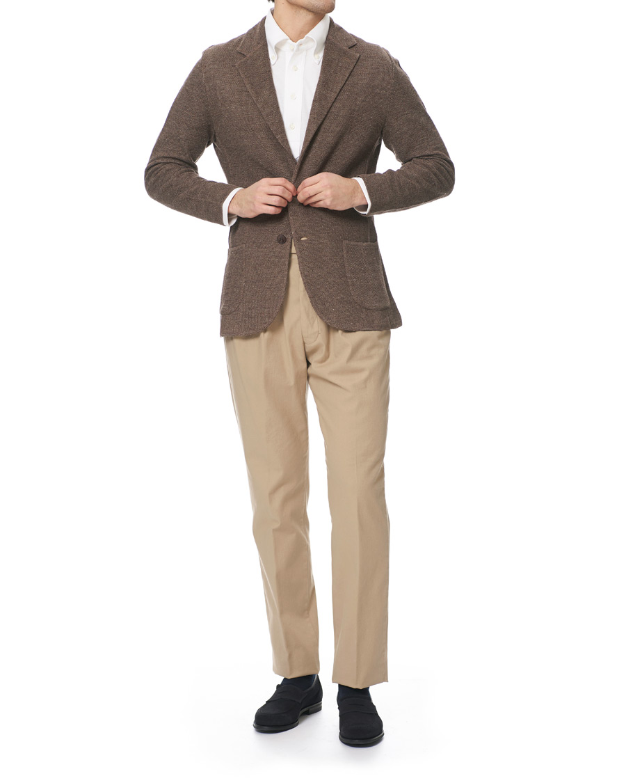 Herren | Sakkos | Lardini | Knitted Linen/Silk Blazer Brown