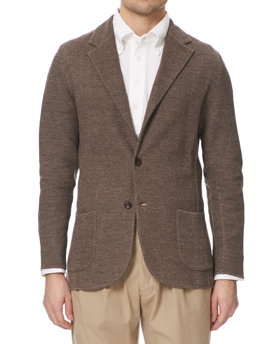 Herren | Sakkos | Lardini | Knitted Linen/Silk Blazer Brown