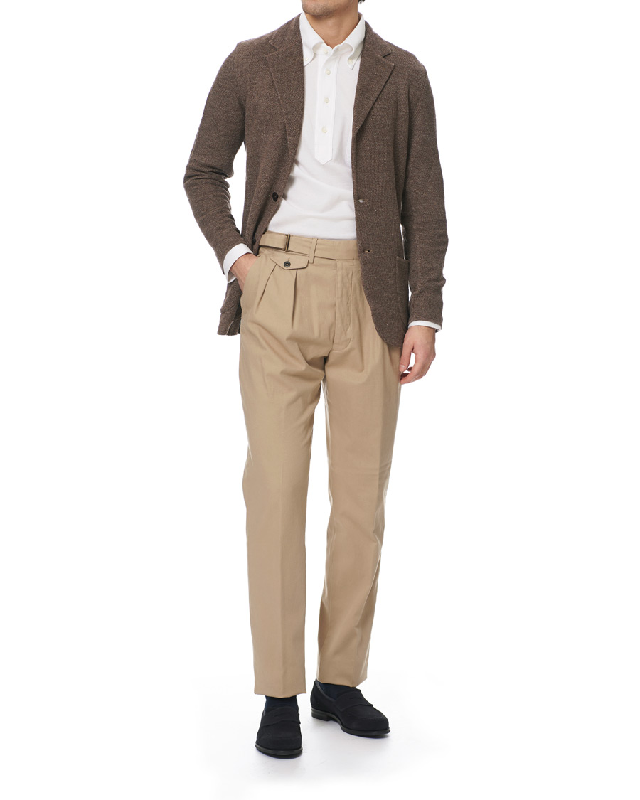 Herren | Hosen | Lardini | Luxor Double Pleated Cotton Trousers Beige
