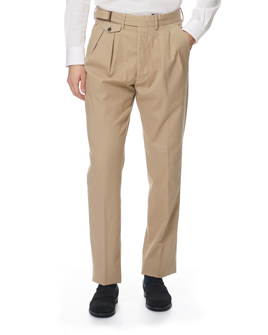 Herren | Hosen | Lardini | Luxor Double Pleated Cotton Trousers Beige