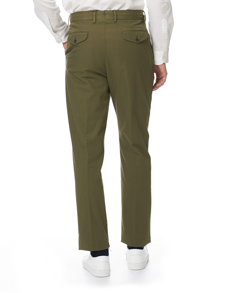 Herren | Hosen | Lardini | Luxor Double Pleated Cotton Trousers Green