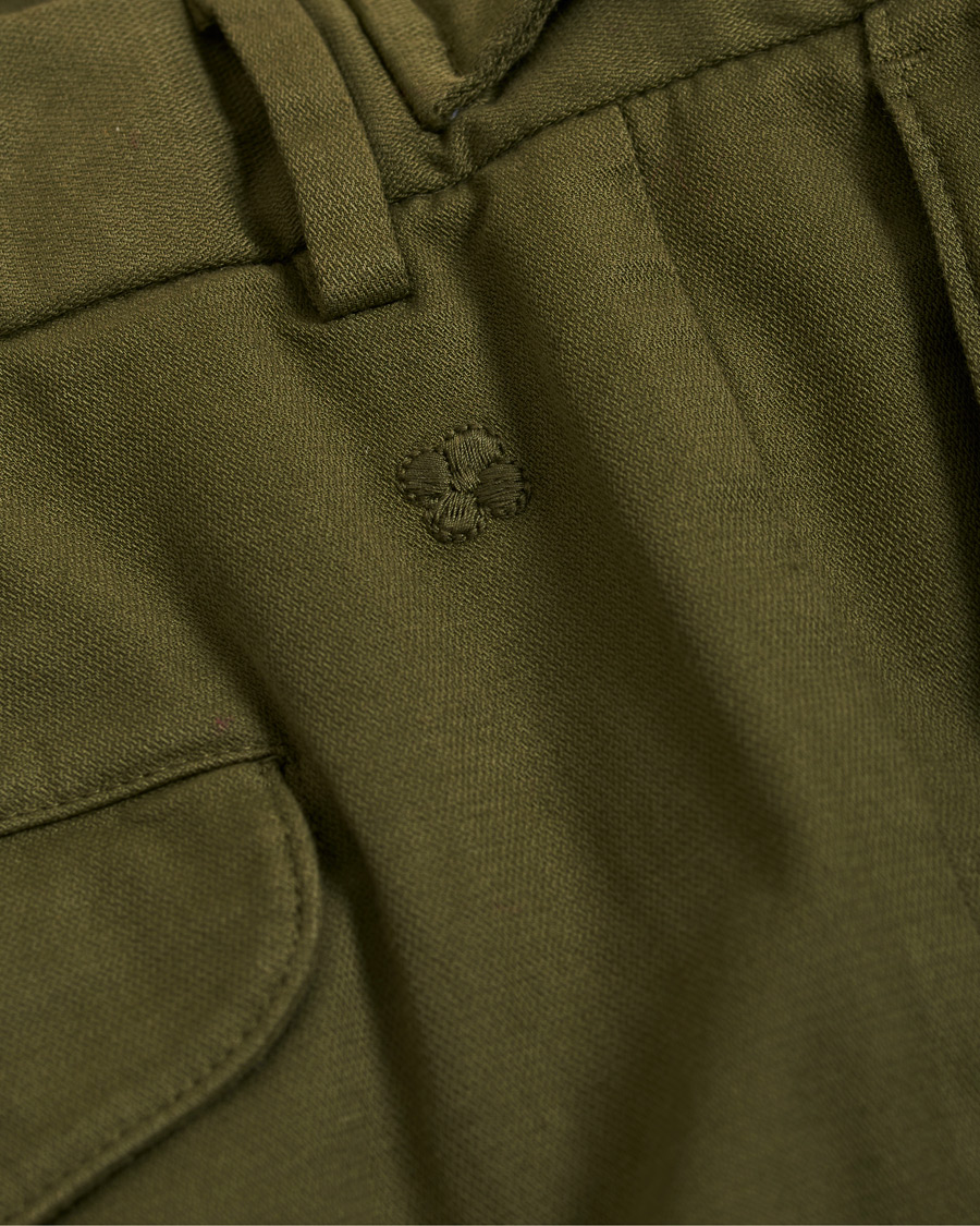 Herren | Hosen | Lardini | Luxor Double Pleated Cotton Trousers Green
