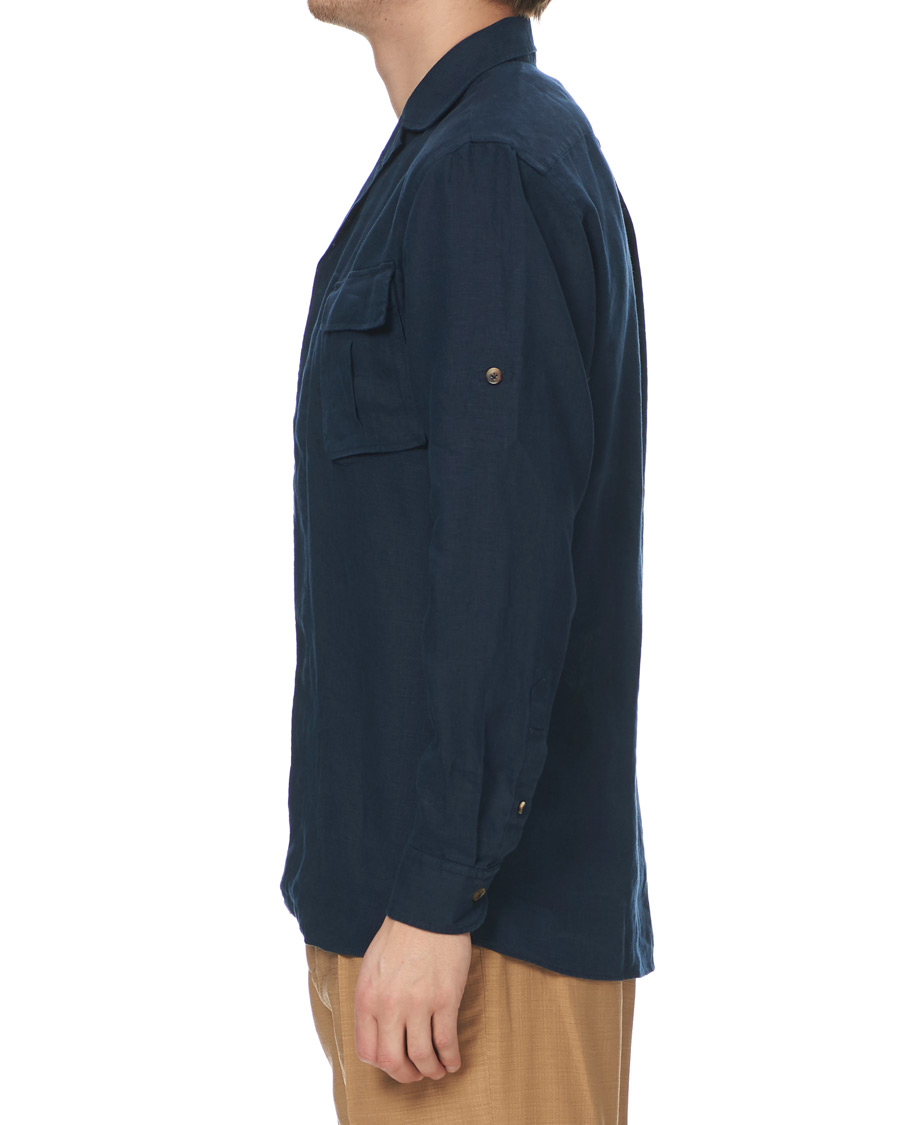 Herren | Hemden | Lardini | Double Pocket Linen Shirt Navy