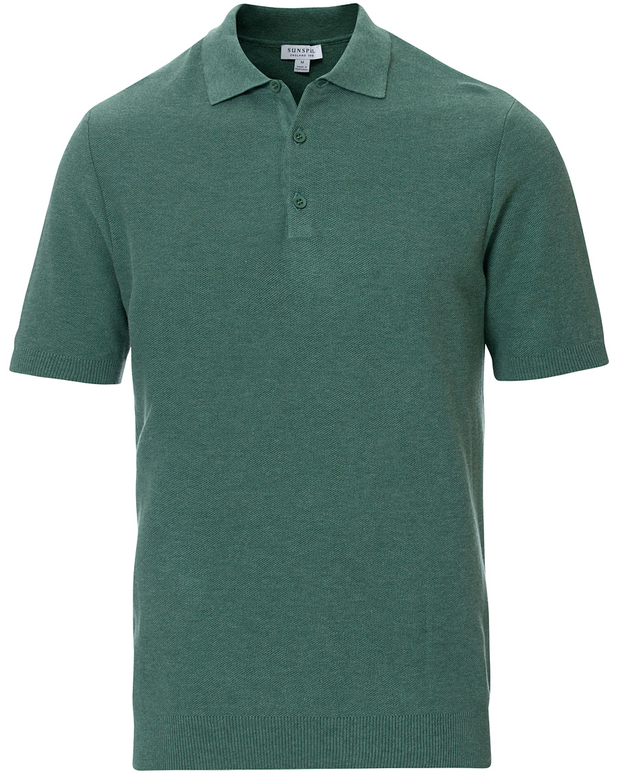 Herren | Poloshirts | Sunspel | Rack Stitch Fine Knitted Polo Sage