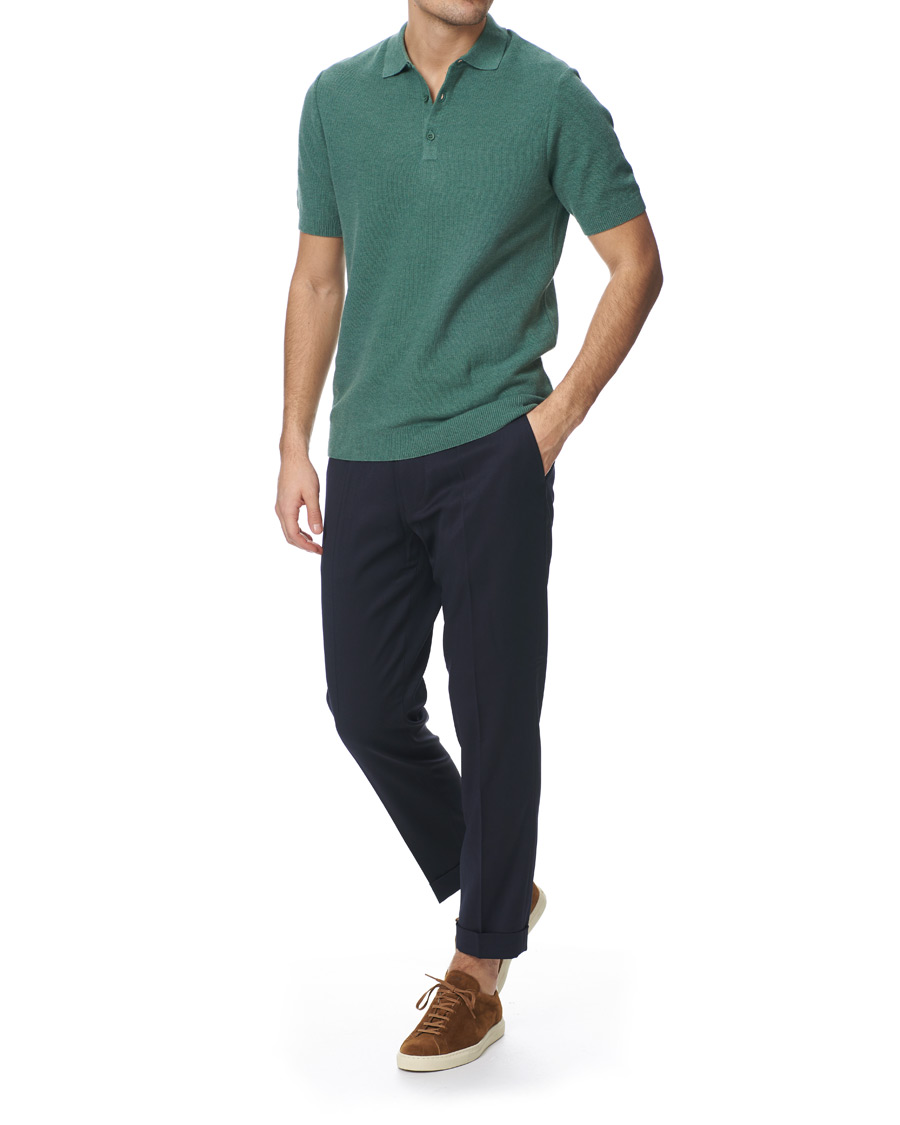 Herren | Poloshirts | Sunspel | Rack Stitch Fine Knitted Polo Sage