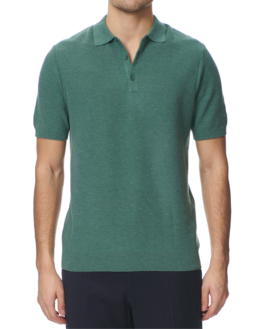 Herren | Poloshirts | Sunspel | Rack Stitch Fine Knitted Polo Sage
