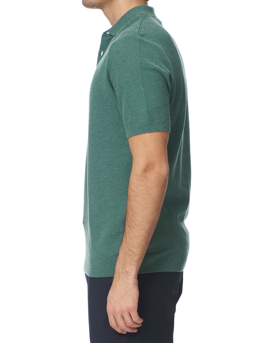 Herren | Poloshirts | Sunspel | Rack Stitch Fine Knitted Polo Sage