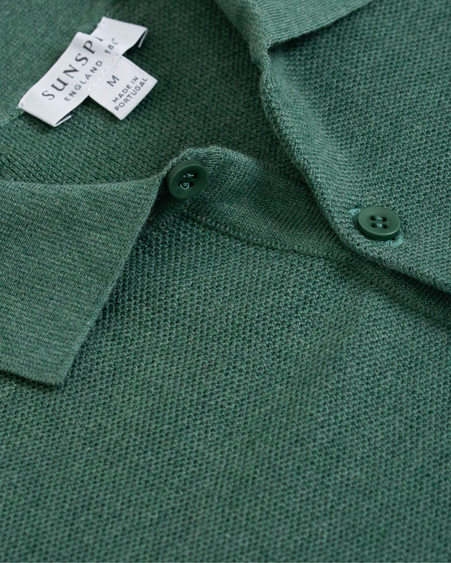 Herren | Poloshirts | Sunspel | Rack Stitch Fine Knitted Polo Sage