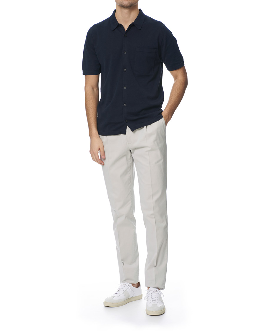 Herren | Hemden | Sunspel | Short Sleeve Sea Island Cotton Shirt Light Navy