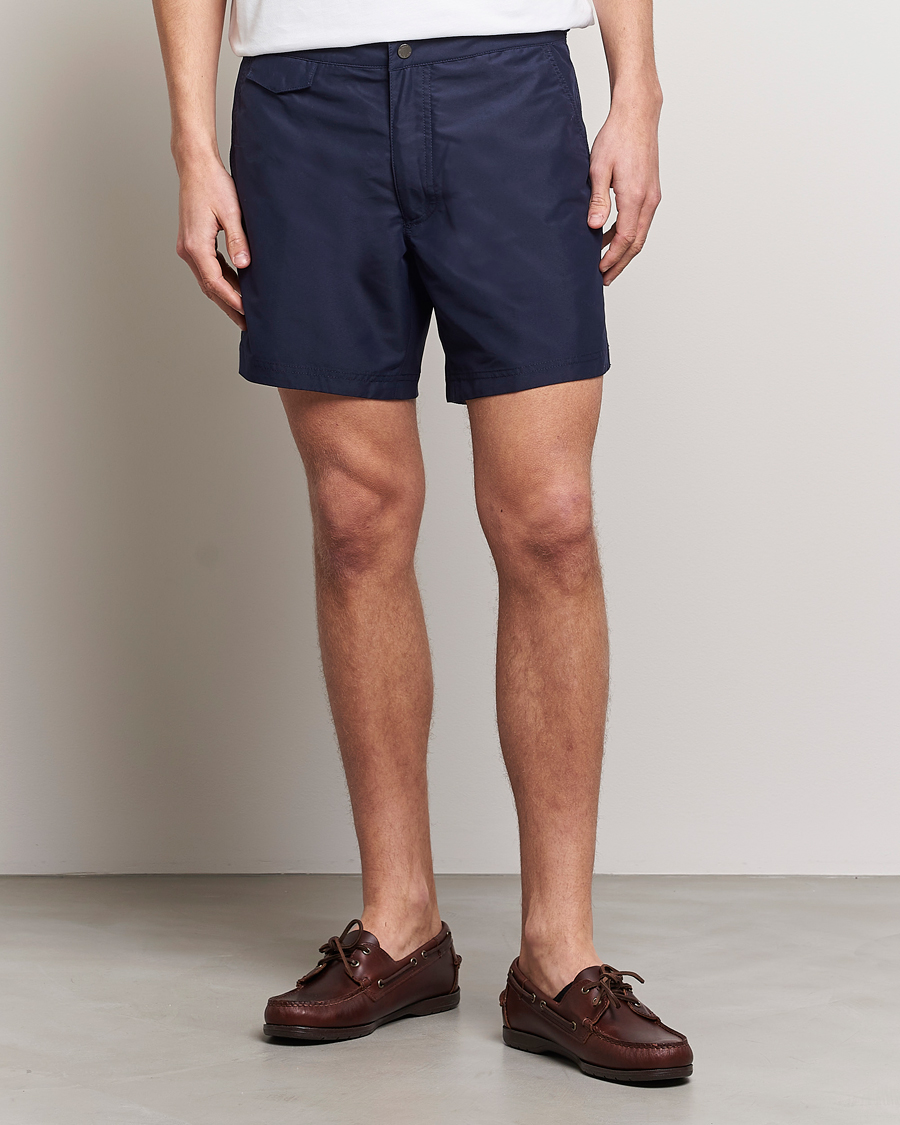 Herren | Badehosen | Sunspel | Recycled Seaqual Tailored Swim Shorts Navy