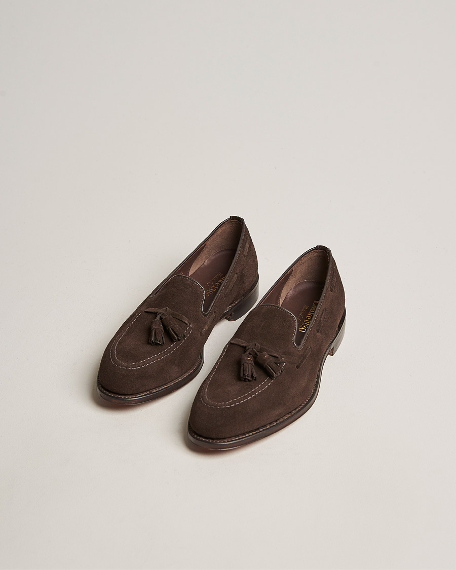 Herren | Handgefertigte Schuhe | Loake 1880 | Russell Tassel Loafer Chocolate Brown Suede