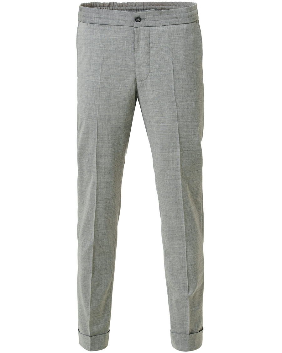 Herren | Hosen | Oscar Jacobson | Nolan Wool Stretch Drawstring Trousers Light Grey