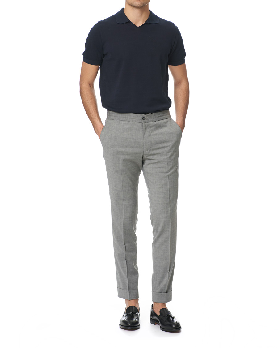 Herren | Hosen | Oscar Jacobson | Nolan Wool Stretch Drawstring Trousers Light Grey