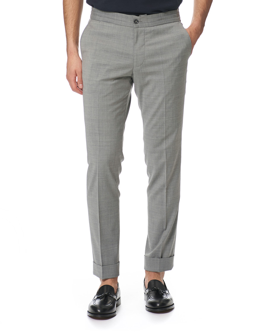 Herren | Hosen | Oscar Jacobson | Nolan Wool Stretch Drawstring Trousers Light Grey