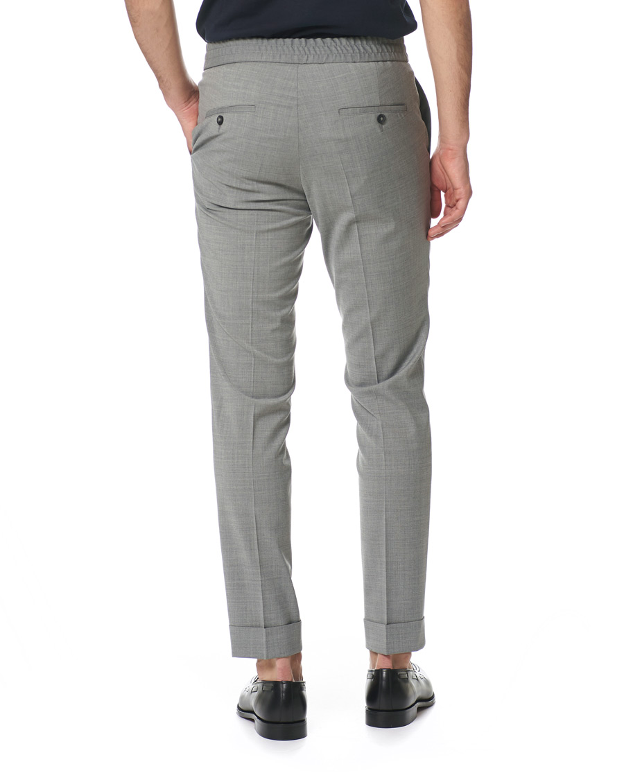 Herren | Hosen | Oscar Jacobson | Nolan Wool Stretch Drawstring Trousers Light Grey