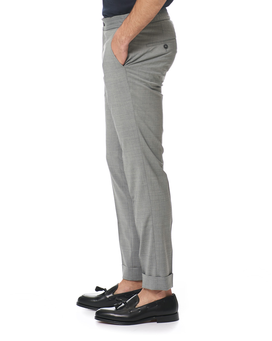 Herren | Hosen | Oscar Jacobson | Nolan Wool Stretch Drawstring Trousers Light Grey